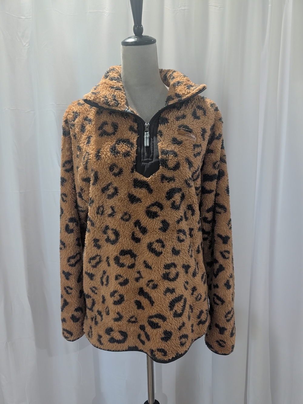 Simply Southern Leopard Print Sherpa Pullover – Size XL - Picture 2 of 11